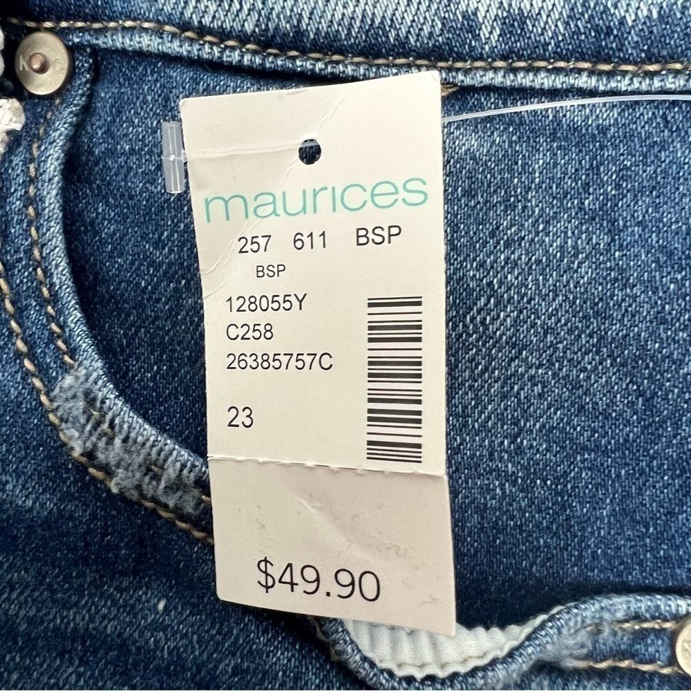 NWT KanCan Women’s High-Rise Blue Jean Shorts Sz 23 (0) Frayed Hems & Waist - Picture 6 of 11